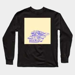 Blue Mushrooms (Yellow Backdrop) Long Sleeve T-Shirt